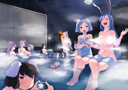 Rule 34 | 6+girls, :3, :d, alcohol, angry, animal ears, bad id, bad pixiv id, bamboo, barefoot, black hair, blonde hair, blue hair, bow, breasts, brown hair, camera, choko (cup), cloud, convenient censoring, covering privates, covering breasts, crossed legs, cup, drunk, embarrassed, ex-keine, closed eyes, face-to-face, feet, fire, fire, flat chest, forest, from behind, fujiwara no mokou, full moon, grass, green eyes, green hair, hair bow, hand on another&#039;s chest, hand up, heiya, holding own arm, horn bow, horn ornament, horns, houraisan kaguya, huge breasts, imaizumi kagerou, in water, inaba mob (touhou), inaba tewi, kamishirasawa keine, lantern, large breasts, legs, long hair, looking back, moon, mountain, multiple girls, naked towel, nature, navel, night, night sky, onsen, open mouth, outdoors, paper lantern, parted lips, partially submerged, pointing, pointing finger, ponytail, purple hair, rabbit, rabbit ears, red eyes, reisen, reisen udongein inaba, sake, short hair, silhouette, sitting, sky, small breasts, smile, smug, soaking feet, splashing, standing, steam, steam censor, stomach, swimming, team shanghai alice, thighs, tokkuri, tongue, touhou, towel, very long hair, wading, watatsuki no toyohime, watatsuki no yorihime, water, white hair, wolf ears, worried, yagokoro eirin
