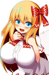 blonde_hair blue_eyes breasts fairy fairy_wings gero_zoukin large_breasts lily_white oppai_loli simple_background touhou white_background wings