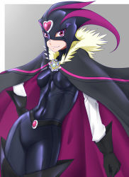 Rule 34 | 10s, 1girl, amawa kazuhiro, black bodysuit, black gloves, black thighhighs, bodysuit, boots, cape, cure muse, cure muse (black), eyelashes, gloves, happy, heart, highres, looking at viewer, magical girl, mask, pink hair, precure, shirabe ako, smile, solo, standing, suite precure, thigh boots, thighhighs