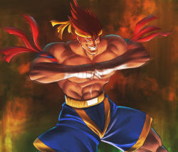 Rule 34 | 1boy, abs, adon (street fighter), armband, bandages, boko (ps3 gb), capcom, hand wraps, headband, male focus, mongkhon, muscular, topless male, shorts, solo, spiked hair, street fighter, wrist wrap