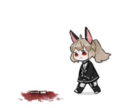 Rule 34 | 1girl, ahoge, animal ears, black jacket, black socks, blood, book, closed mouth, commentary request, dog ears, garter straps, harvest fes, jacket, librarian (project moon), library of ruina, light brown hair, long hair, no nose, ponytail, pool of blood, project moon, shirt, shorts, simple background, socks, solo, sweat, walking, white background, white shirt, white shorts