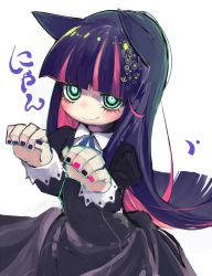 Rule 34 | 10s, 1girl, @ @, animal ears, bad id, bad pixiv id, blunt bangs, colored inner hair, htm (gixig), multicolored hair, nail polish, panty &amp; stocking with garterbelt, solo, stocking (psg), two-tone hair