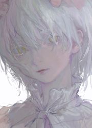 Rule 34 | 1girl, closed mouth, frills, hair between eyes, highres, original, portrait, qunqing123, simple background, sketch, solo, upper body, virtual youtuber, white background, white hair, white theme, yellow eyes