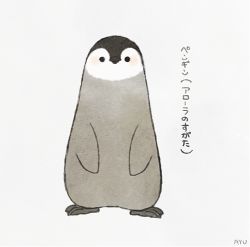 Rule 34 | animal focus, ayu (mog), bad id, bad pixiv id, bird, blush, full body, grey background, looking at viewer, monochrome, no humans, original, penguin, simple background, solo, spot color, standing, translation request, white background