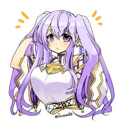 Rule 34 | 1girl, alternate hairstyle, bare shoulders, breasts, circlet, dress, fire emblem, fire emblem: genealogy of the holy war, julia (fire emblem), large breasts, long hair, medium breasts, nintendo, open mouth, purple eyes, purple hair, simple background, solo, twintails, yukia (firstaid0)