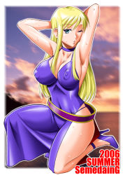 Rule 34 | 1girl, 2006, armpits, jenet behrn, breasts, covered erect nipples, full body, large breasts, mokkouyou bond, nipples, snk, solo, the king of fighters