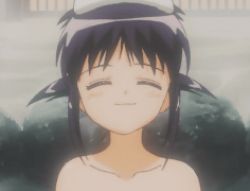 Rule 34 | 1girl, andou mahoro, animated, animated gif, bare shoulders, black hair, hypnosis, lowres, mahoromatic, mind control, music, onsen, singing, solo, towel