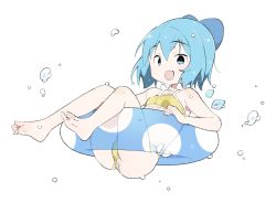 Rule 34 | 1girl, blue bow, blue eyes, blue hair, bow, child, cirno, highres, ice, ice wings, innertube, kt kkz, looking at viewer, swim ring, swimsuit, touhou, wings
