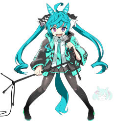 Rule 34 | 1girl, :d, ahoge, animal ears, aqua hair, aqua necktie, black footwear, black skirt, blue eyes, boots, commentary request, cosplay, crossed bangs, full body, hatsune miku, hatsune miku (cosplay), heterochromia, holding, holding microphone stand, horse ears, horse girl, horse tail, jacket, long hair, long sleeves, looking at viewer, microphone, microphone stand, necktie, open clothes, open jacket, open mouth, pleated skirt, purple eyes, sharp teeth, simple background, skirt, smart falcon (umamusume), smile, solo, standing, tail, teeth, tenten (chan4545), thigh boots, twin turbo (umamusume), twintails, umamusume, very long hair, vocaloid, white background