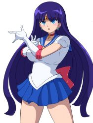 Rule 34 | 1girl, bad id, bad twitter id, bishoujo senshi sailor moon, blue eyes, blue sailor collar, blush, bow, breasts, choker, cosplay, cowboy shot, earrings, elbow gloves, fate/grand order, fate (series), gloves, highres, jewelry, kerriaria, large breasts, long hair, looking at viewer, magical girl, red bow, red choker, sailor collar, sailor moon, sailor moon (cosplay), sailor senshi uniform, martha (fate), skirt, solo, very long hair, white gloves