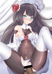 Rule 34 | 1boy, 1girl, absurdres, ahoge, bad id, bad pixiv id, bar censor, black hair, blue eyes, blunt bangs, blush, bodystocking, breasts, censored, clothing aside, collar, dress, duxze, elbow gloves, frills, girls&#039; frontline, gloves, hairband, hetero, highres, layered gloves, lolita hairband, long hair, lying, medium breasts, navel, nipples, on back, on bed, panties, panties aside, pantyhose, penis, pov, pussy, sex, solo focus, stechkin (girls&#039; frontline), stechkin (miss camellia&#039;s special service) (girls&#039; frontline), stomach bulge, tearing up, thighhighs, thighhighs over pantyhose, torn bodystocking, torn clothes, underwear, vaginal, very long hair, wedding dress