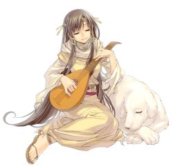 Rule 34 | closed eyes, dog, instrument, long hair, lute (instrument), mabinogi, tagme, transparent background