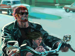 Rule 34 | 1990s (style), 2boys, bad id, bad pixiv id, beard, black hair, car, command spell, facial hair, fate/stay night, fate/zero, fate (series), green hair, iskandar (fate), jacket, john connor, leather, leather jacket, male focus, manly, motor vehicle, motorcycle, multiple boys, namikawa daisuke, parody, realistic, red hair, retro artstyle, road, street, sunglasses, t-800, terminator (series), terminator 2: judgment day, the terminator, towani kayui, vehicle, voice actor connection, waver velvet