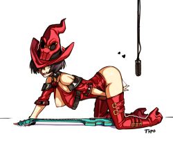 Rule 34 | 1girl, :d, all fours, arc system works, bad id, bad tumblr id, bare shoulders, blue eyes, boots, breasts, commentary, female masturbation, fingernails, guilty gear, guilty gear xx, guitar, hat, i-no, instrument, jacket, large breasts, looking at viewer, masturbation, microphone, mole, mole above mouth, nipples, no bra, o-ring, one eye covered, open clothes, open jacket, open mouth, optionaltypo, purple hair, pussy juice, pussy juice trail, red footwear, red hat, red jacket, simple background, smile, solo, thigh boots, thighhighs, white background, witch hat