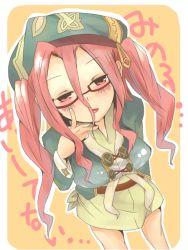 Rule 34 | 1girl, breasts, drop (rune factory), glasses, long hair, naughty face, red eyes, red hair, rune factory, rune factory frontier, solo, toi (toiot)