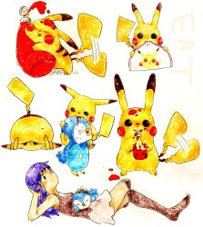 Rule 34 | 00s, 1girl, bad id, bad pixiv id, biting, blood, creatures (company), dawn (pokemon), game freak, gen 1 pokemon, gen 4 pokemon, happy, unworn headwear, hug, ketchup, kin (pokelove 14), lying, nintendo, headpat, pikachu, piplup, pokemon, pokemon (anime), pokemon (classic anime), pokemon (creature), pokemon dppt (anime), pokemon ep042, skirt, smile, sweatdrop, tail, thighhighs, traditional media