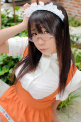Rule 34 | anna miller, apron, asian, chocoball, cosplay, glasses, highres, photo (medium), waitress