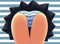 Rule 34 | 1girl, ass, ass focus, bent over, cameltoe, close-up, female focus, hatsune miku, hidamarinet, panties, pantyshot, skirt, solo, striped background, striped clothes, striped panties, thigh gap, thighs, trefoil, underwear, upskirt, vocaloid