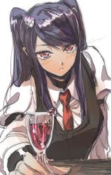 Rule 34 | 1girl, artist request, cup, drinking glass, highres, jill stingray, tagme, va-11 hall-a, white background, wine glass
