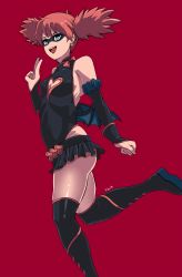 Rule 34 | 10s, 1girl, bare shoulders, bat (animal), bat wings, boku no hero academia, boots, bow, breasts, detached sleeves, domino mask, dorobachi, earrings, haneyama kazuho, highres, jewelry, mask, pink hair, platform boots, platform footwear, pop step, solo, thighhighs, twintails, vigilante -boku no hero academia: illegals-, wings