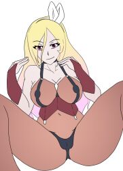 Rule 34 | 18if, absurdres, bdsm outfit, blonde hair, bodystocking, cameltoe, cleft of venus, drawfag, highres, misaki (18if), presenting