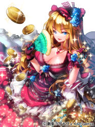 Rule 34 | 1girl, aile (crossroads), blonde hair, blue eyes, breasts, dress, flower, gloves, gold, hair ornament, jewelry, large breasts, long hair, lots of jewelry, necklace, original, rose, solo, sousei ragnavein