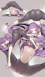 Rule 34 | 1girl, absurdres, ass, breasts, fate/grand order, fate/stay night, fate (series), flexible, groin, highres, jack-o&#039; challenge, large breasts, little mojoi, long hair, medusa (fate), medusa (rider) (fate), multiple views, navel, pants, top-down bottom-up, underboob, very long hair, yoga pants