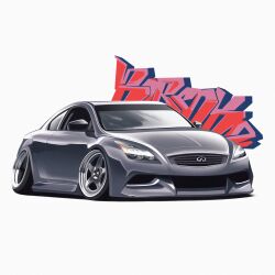 Rule 34 | car, commission, graffiti, grey background, highres, infiniti (company), infiniti g37, making-of available, motor vehicle, no humans, original, photo-referenced, sh1m4o, shadow, sports car, stance (vehicle), vehicle focus