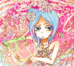 Rule 34 | 1girl, alternate costume, artist request, blue hair, bouquet, bug, butterfly, colored eyelashes, flower, holding, holding bouquet, insect, konan (naruto), labret piercing, lowres, naruto (series), naruto shippuuden, rose, solo, white flower, white rose