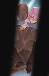 Rule 34 | 1boy, 1girl, ahegao, arms around neck, bald, black thighhighs, blurry, blurry background, cero320, cheating (relationship), clothed female nude male, cum, cum in pussy, dark-skinned male, dark skin, fate/grand order, fate (series), feet, from behind, glasses, hair between eyes, hetero, highres, hug, hugging each other, implied sex, interracial, legs, light blush, mash kyrielight, naughty face, netorare, no shoes, nude, parted lips, pink hair, purple eyes, rolling eyes, sex, short hair, standing, stealth sex, suspended congress, sweat, thighhighs