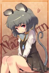 Rule 34 | 1girl, animal ears, blueberry (5959), female focus, grey hair, jewelry, mouse ears, mouse tail, nazrin, pendant, red eyes, short hair, solo, tail, touhou