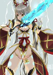 Rule 34 | 1girl, animal ears, blush, breasts, cat ears, eyebrows, gloves, highres, japanese clothes, leotard, long hair, nia (blade) (xenoblade), nia (xenoblade), nintendo, niyah, ribbon, silver hair, simple background, small breasts, solo, sou (pale 1080), spoilers, sword, twintails, weapon, white gloves, xenoblade chronicles (series), xenoblade chronicles 2, yellow eyes