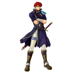Rule 34 | 1boy, bandages, crossed arms, fire emblem, fire emblem: the blazing blade, highres, male focus, nintendo, official art, raven (fire emblem), red eyes, red hair, solo, sword, wada sachiko, weapon, white background