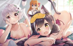 Rule 34 | 3girls, ahoge, alternate costume, animal ear fluff, animal ears, antenna hair, artist name, ass, backlighting, bare arms, bare shoulders, bikini, black hair, blue eyes, blush, braid, breasts, bulge, cat ears, cat girl, cat tail, chintora0201, commentary request, erection, erection under clothes, fang, fangs, flower, green eyes, hair between eyes, hair flower, hair ornament, hair ribbon, heart, heart in eye, holding, holding knife, indoors, karyl (princess connect!), knife, kokkoro (princess connect!), long hair, looking at viewer, lying, medium breasts, mole, mole on breast, multicolored hair, multiple girls, on stomach, one-piece swimsuit, open mouth, orange hair, pecorine (princess connect!), pink bikini, pointy ears, princess connect!, red bikini, red ribbon, ribbon, shaded face, short hair, skin fang, small breasts, smile, socks, streaked hair, swimsuit, symbol in eye, tail, tiara, top-down bottom-up, untied bikini, very long hair, white flower, white hair, white legwear, white one-piece swimsuit, window