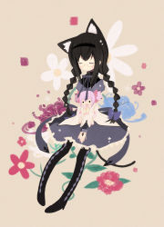 Rule 34 | 10s, 1girl, :d, akemi homura, alternate hairstyle, animal ears, black hair, boots, bow, braid, cat ears, cat tail, character doll, closed eyes, doll, hugging doll, flower, glasses, hair bow, hair ornament, hairband, headband, high heels, highres, kaname madoka, kemonomimi mode, kurata yumi, long hair, magical girl, mahou shoujo madoka magica, mahou shoujo madoka magica (anime), hugging object, open mouth, pantyhose, pink hair, red-framed eyewear, shoes, short hair, short twintails, skirt, smile, solo, spoilers, tail, twin braids, twintails