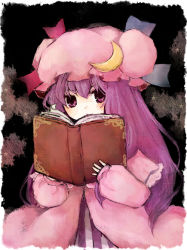 Rule 34 | 1girl, 1st-mn, book, female focus, hat, long hair, patchouli knowledge, purple eyes, purple hair, solo, standing, touhou