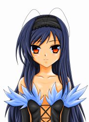 Rule 34 | 10s, 1girl, accel world, antenna hair, bare shoulders, black hair, blush, brown eyes, elbow gloves, gloves, hairband, highres, kuroyukihime, long hair, looking at viewer, simple background, smile, solo, tk (0000231), white background