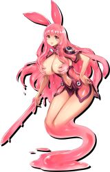 Rule 34 | + +, 1girl, animal ears, black eyes, blush, blush stickers, breasts, covering privates, covering breasts, full body, hand on own hip, heart, highres, holding, holding sword, holding weapon, large breasts, long hair, looking at viewer, melona (queen&#039;s blade), melona (queen&#039;s blade unlimited), monster girl, navel, official art, parted lips, pink hair, prehensile hair, queen&#039;s blade, queen&#039;s blade white triangle, rabbit ears, revealing clothes, slime girl, smile, solo, sword, symbol-shaped pupils, tachi-e, transparent background, weapon