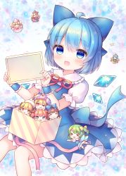 Rule 34 | 6+girls, blue bow, blue dress, blue eyes, blue hair, bow, butterfly wings, cirno, coa (chroo x), daiyousei, dress, eternity larva, fairy, hair bow, insect wings, lily black, lily white, luna child, mini person, minigirl, multiple girls, short hair, short sleeves, star sapphire, sunny milk, touhou, wings