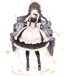 Rule 34 | 1girl, azur lane, black dress, black hair, black pantyhose, blue eyes, breasts, choker, closed mouth, dress, full body, glasgow (azur lane), hand up, large breasts, long hair, looking at viewer, low twintails, lpip, maid, maid headdress, official art, pantyhose, puffy short sleeves, puffy sleeves, rigging, rudder footwear, short sleeves, solo, standing, transparent background, turret, twintails, wrist cuffs