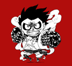 Rule 34 | 1boy, abs, arms up, blacknirrow, chest tattoo, chibi, clenched hand, cross scar, fighting stance, floating, forehead, full body, furrowed brow, gear fourth, grin, happy, male focus, monkey d. luffy, monochrome, one piece, outstretched arm, pectorals, red background, sash, scar, scar on face, short hair, shorts, simple background, sketch, smile, smoke, solo, spiked hair, stitches, tattoo, teeth, toned, topless male