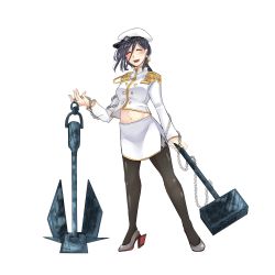 Rule 34 | 10s, 1girl, anchor, bad id, bad pixiv id, chain, crop top, crop top overhang, female admiral (kancolle), gensei ruri, hat, high heels, kantai collection, long hair, mallet, midriff, navel, pantyhose, skirt, solo