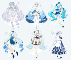 Rule 34 | 6+girls, absurdres, agonasubi, ahoge, aqua eyes, arms behind back, bass clef, beamed eighth notes, beret, bloomers, blue bow, blue capelet, blue dress, blue eyes, blue gloves, blue hair, blue headwear, blue mittens, blue ribbon, blue skirt, blush, bow, bowtie, bracelet, braid, braided bangs, branch, capelet, chimes, christmas ornaments, commentary, contrapposto, detached sleeves, dress, eighth note, frilled dress, frills, from side, full body, fur-trimmed capelet, fur-trimmed dress, fur-trimmed footwear, fur trim, gloves, glowing, gradient hair, hair bow, hair ornament, hair ribbon, hands up, hat, hatsune miku, head tilt, heart, heart ahoge, highres, holding, holding instrument, holding wand, instrument, jewelry, kneehighs, leaning forward, light blue hair, long hair, looking at viewer, mittens, multicolored hair, multiple girls, multiple persona, musical note, musical note print, pantyhose, pastel colors, pleated skirt, ribbon, skirt, sleeveless, sleeveless dress, smile, snowflake print, socks, staff (music), star (symbol), star hair ornament, star wand, string of light bulbs, striped bow, striped bowtie, striped clothes, striped legwear, striped neckwear, striped socks, thighhighs, treble clef, twintails, underwear, vertical-striped clothes, vertical-striped socks, very long hair, vocaloid, wand, white beret, white capelet, white dress, white gloves, white hair, white headwear, white sleeves, yuki miku, yuki miku (2021), yuki miku (2021) (candidate no.1), yuki miku (2021) (candidate no.2), yuki miku (2021) (candidate no.3), yuki miku (2021) (candidate no.4), yuki miku (2021) (candidate no.5)