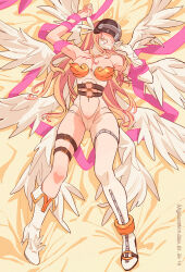 Rule 34 | angel, angel girl, angewomon, digimon, digimon (creature), head wings, highres, long hair, mask, wings