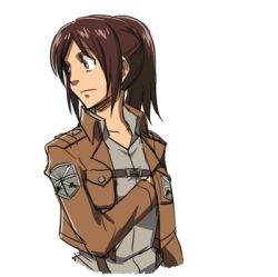 Rule 34 | 1girl, ^^^, alternate breast size, animated, animated gif, anime coloring, blush, breast expansion, breasts, brown hair, colorized, covered erect nipples, cropped jacket, drooling, eating, happy, huge breasts, large breasts, lowres, matsu-sensei, ponytail, potato, sasha blouse, shingeki no kyojin, solo, taut clothes, what