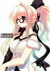 Rule 34 | absurdres, black eyes, glasses, highres, kagome (traumatize), long hair, pink hair, ponytail, solo