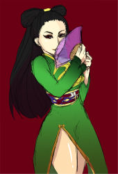 Rule 34 | black hair, character request, hand fan, golden sun, konpei, long hair, red eyes, tagme