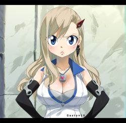 Rule 34 | 1girl, bare shoulders, blonde hair, blue eyes, breasts, cleavage, detached sleeves, earrings, eden&#039;s zero, gaston18, hair ornament, hairclip, jewelry, large breasts, long hair, necklace, rebecca bluegarden, solo, upper body