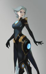 Rule 34 | 1girl, blonde hair, blue eyes, breasts, camille, camille (league of legends), cyborg, gloves, league of legends, lips, mechanical legs
