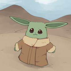 Rule 34 | 1other, :3, animal ears, artist name, baby yoda, black eyes, blue sky, body fur, boke-chan, brown coat, closed mouth, clothed pokemon, cloud, coat, creatures (company), day, eevee, fur-trimmed coat, fur-trimmed sleeves, fur trim, furry, fusion, game freak, gen 1 pokemon, green fur, long sleeves, nintendo, other focus, outdoors, pokemon, pokemon (creature), signature, sky, star wars, the mandalorian, twitter username, yoda